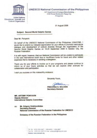 Приветствие Генерального секретаря Национальной Комиссии Филиппин по делам ЮНЕСКО П.Соливен